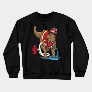 Firefighter T Rex Dinosaur Kids Crewneck Sweatshirt